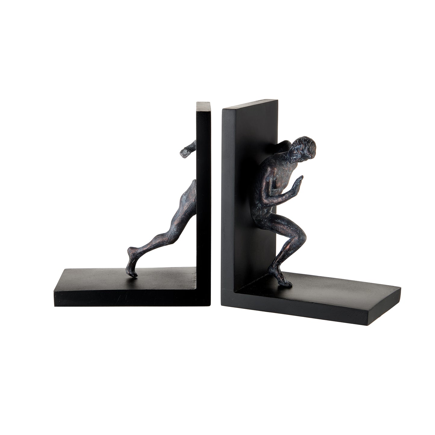 Fermalibri Scultura Uomo L'oca Nera Design Moderno - Set 2 Pezzi