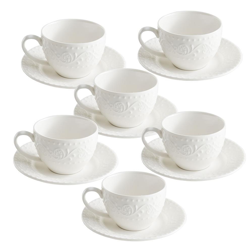 Set 6 Tazze Caffè Sognante Porcellana Bone China Piattini 100ml Design