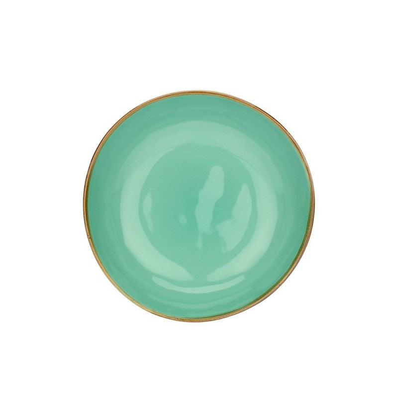 Piatto Fondo Concerto Verde Acqua Rose & Tulipani in Stoneware 21 cm