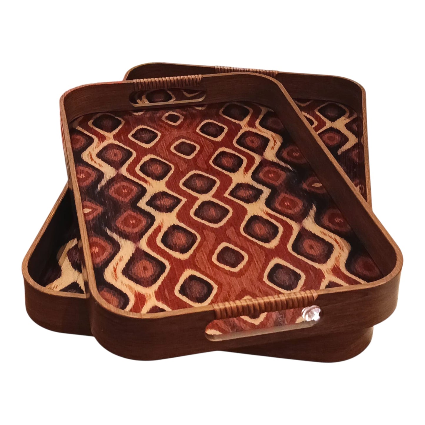 Vassoio Galateo Set 2 pz Rettangolari RitualiDomestici - Legno e Vetro