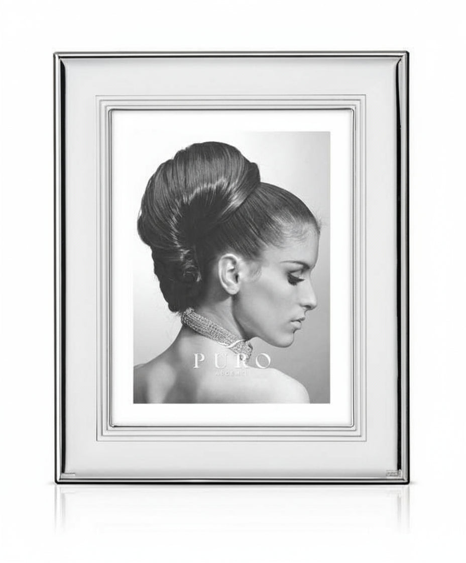 Portafoto Argento Bennet 13x18 cm Linea Puro con Spalla in Legno