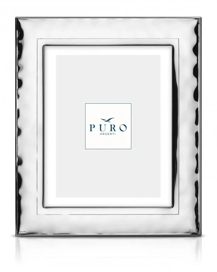 Portafoto Argento Sigma 18x24 cm Linea Puro con Spalla in Legno