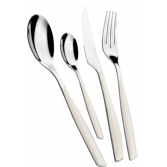 Set Posate Glamour Avorio 24 Pezzi Bugatti Acciaio e Polimero