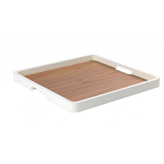 Vassoio Quadrato L'Oca Nera 40x40 cm Legno Laccato Bianco con Manici