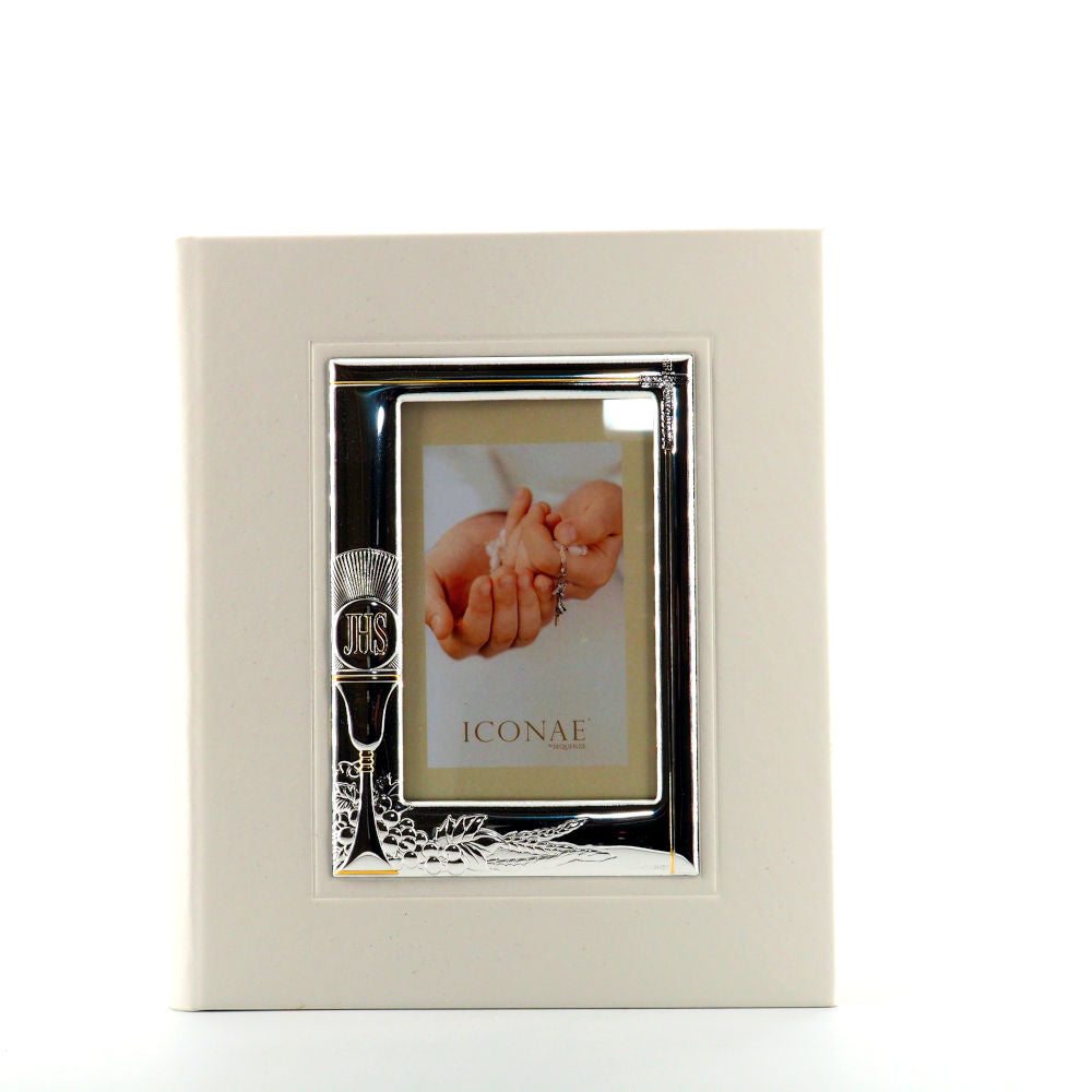 Album Portafoto Prima Comunione Argento e Pelle 25x30cm – Sequenze