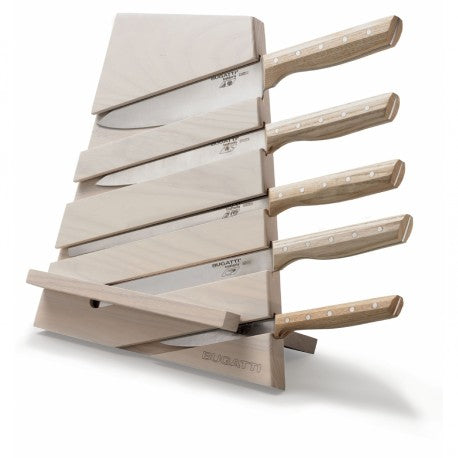 Set Ceppo Frassino con Coltelli Legno Trattoria Bugatti