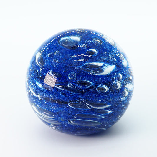 Sfera Fermacarte Cristallo Blu L'Oca Nera Ø10cm Decorativa