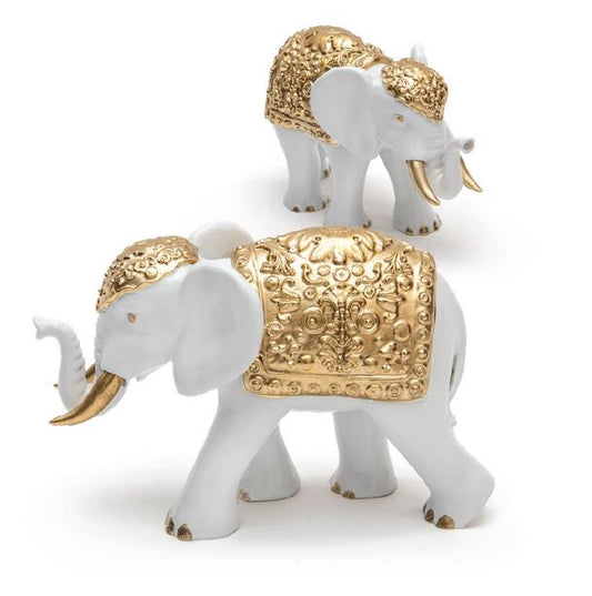 Elefante Bianco e Oro 27,5x20cm – Soprammobile Decorativo Sequenze