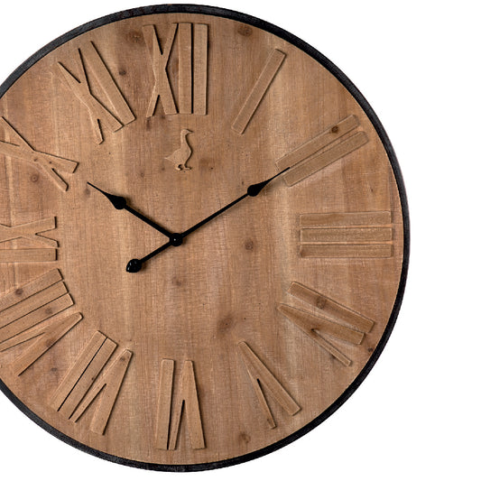 Orologio da Parete Legno Naturale 80 cm Digitale L'Oca Nera