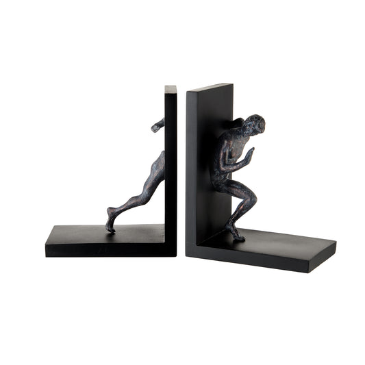 Fermalibri Scultura Uomo L'oca Nera Design Moderno - Set 2 Pezzi