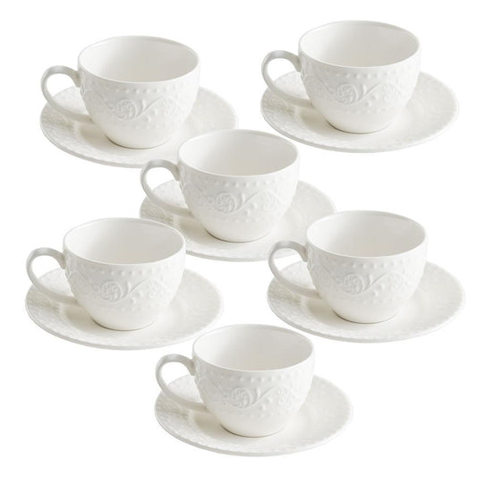 Set 6 Tazze Caffè Sognante Porcellana Bone China Piattini 100ml Design