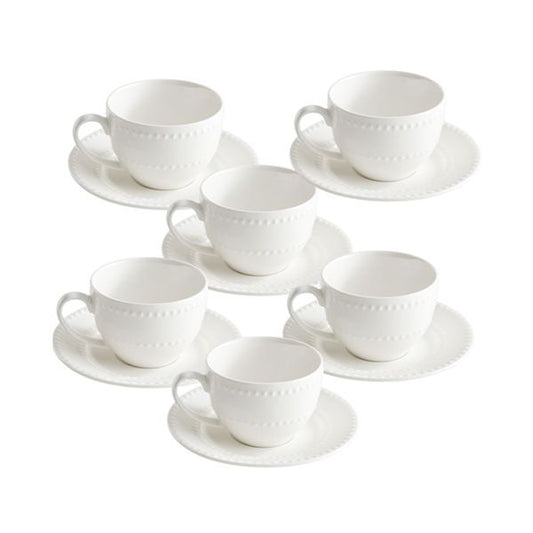 Set 6 Tazze Caffè Collina Porcellana Bone China Piattini 100ml Design
