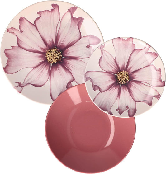 Servizio Piatti 18 Pezzi Cosmea - Rose & Tulipani Stoneware
