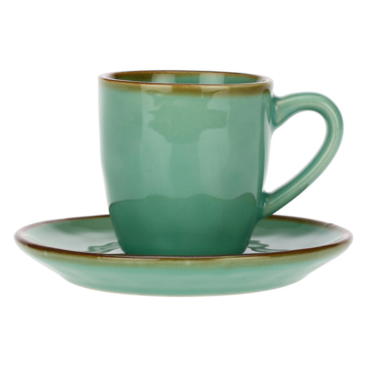 Tazzina Caffè Concerto Verde Acqua con Piattino - Rose & Tulipani