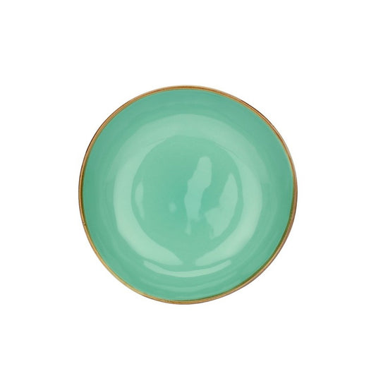 Piatto Fondo Concerto Verde Acqua Rose & Tulipani in Stoneware 21 cm