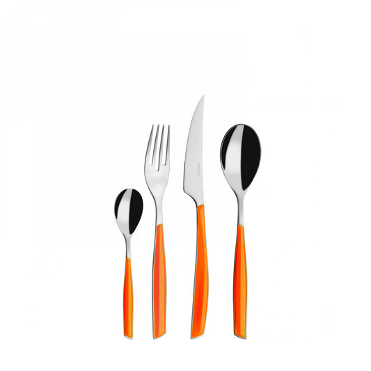 Set 24 Posate Glamour Orange Manico Colorato 6 Persone Bugatti
