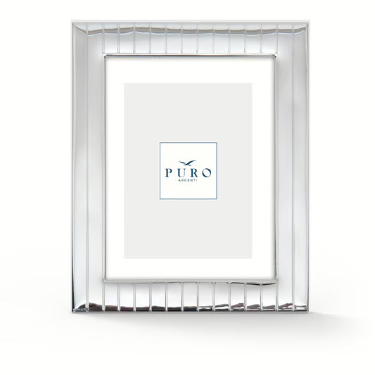 Portafoto Argento Madame 15x20 cm Linea Puro con Spalla in Legno