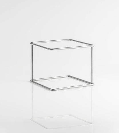 Alzata Cube KnIndustrie Alta in Acciaio Inox 22x22 cm H18 - Design Italiano