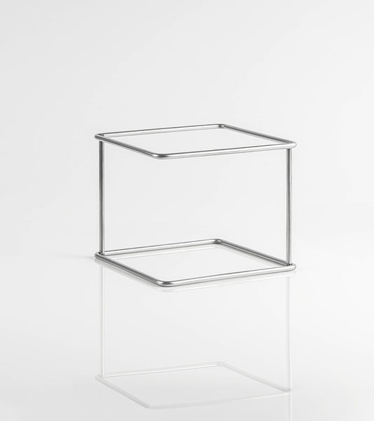 Alzata Cube KnIndustrie Alta in Acciaio Inox 22x22 cm H18 - Design Italiano