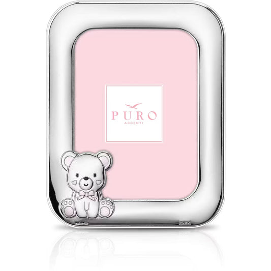 Portafoto Argento Orsetto 13x18 cm Rosa Linea Puro Bambini