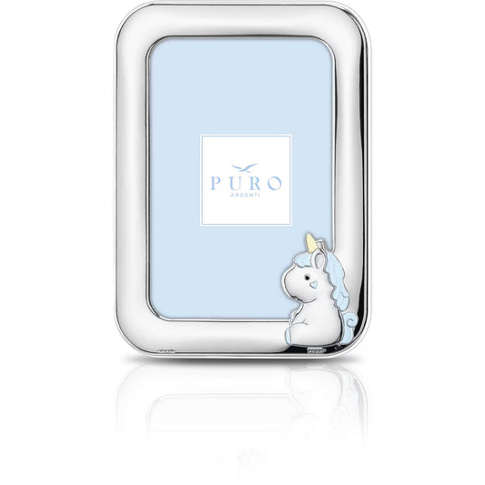 Portafoto Argento Unicorno 13x18 cm Celeste Linea Puro Bambini