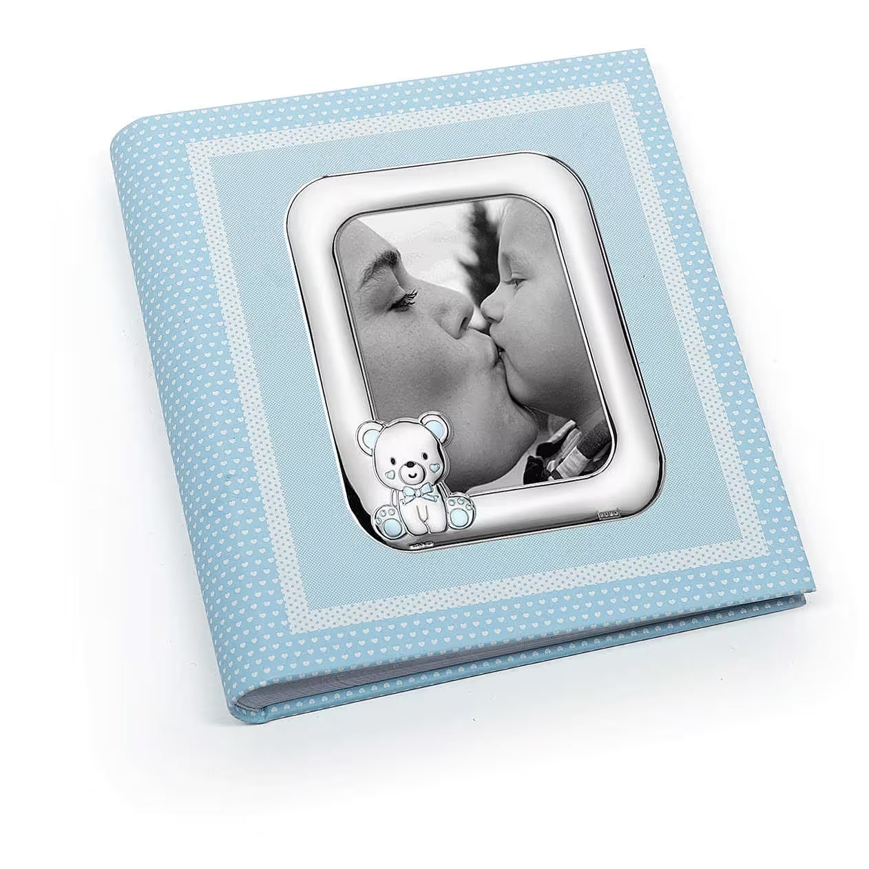 Album Bimbo Orsetto 25x30 cm Celeste Argento Linea Puro Nascita