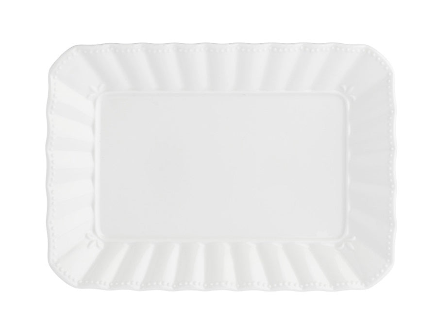 Vassoio Ducale Porcellana Bone China Bianca 35x26cm Design Classico