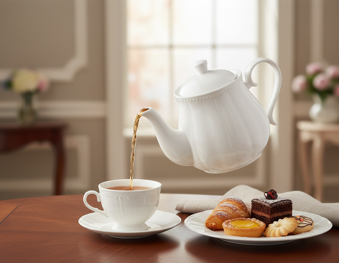 Teiera Ducale Porcellana Bone China Bianca Design Classico 1,25L