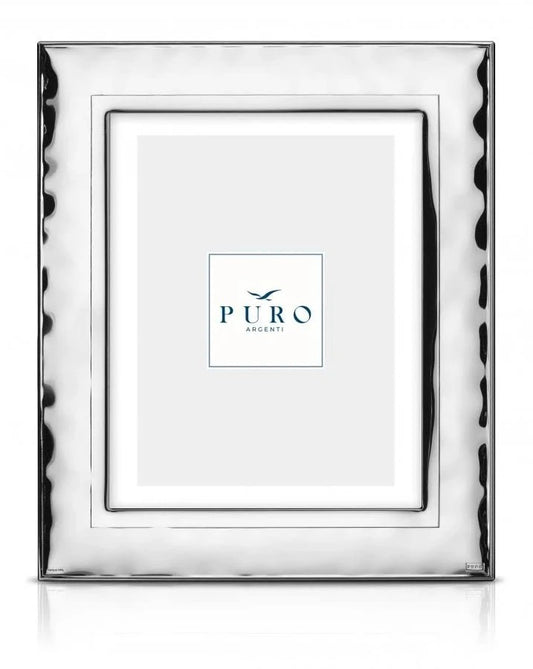 Portafoto Argento Sigma 18x24 cm Linea Puro con Spalla in Legno