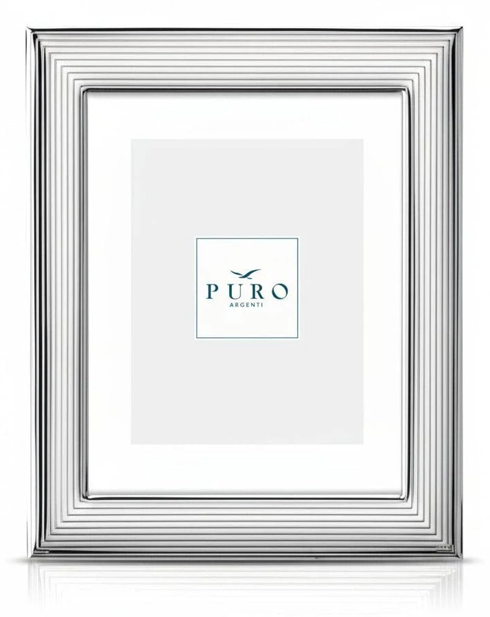 Portafoto Argento Halley 10x15 cm Linea Puro con Spalla in Legno