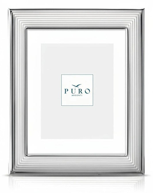 Portafoto Argento Halley 20x25 cm Linea Puro con Spalla in Legno