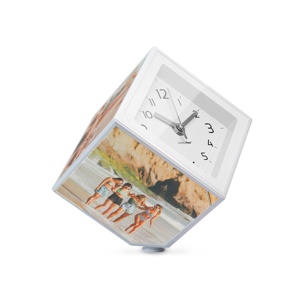 orologio rotante da tavolo con portafoto colore bianco in plastica 