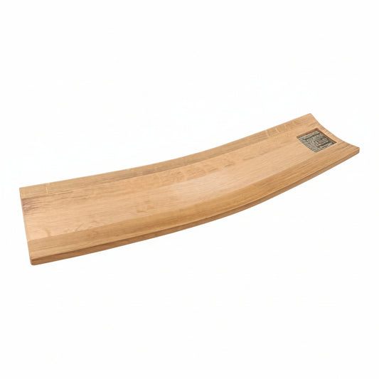 Vassoio in legno ricavato da una da un pezzo di botte usata per produrre vino colore legno rovere naturale prodotta kn industrie pezzo unico